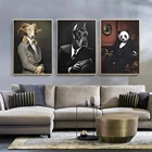 Серые плакаты джентльмена козы костюм Панда портрет животных собака на холсте Художественная печать винтажный Декор на стену Лофт украшение для дома