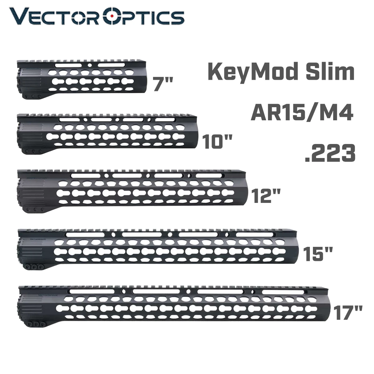 Тактический AR15 KeyMod 7 10 12 15 17 дюймов Тонкий бесплатный поплавок Handguard Пикатинни