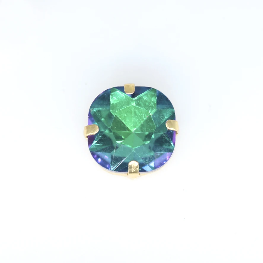 square green flame 12p многоцветный цвет пламени плоское шитье стекло, кристалл, камень пришить стразы драгоценности Позолоченные Кнопки DIY аксессуары для одежды - Цвет: square green flame