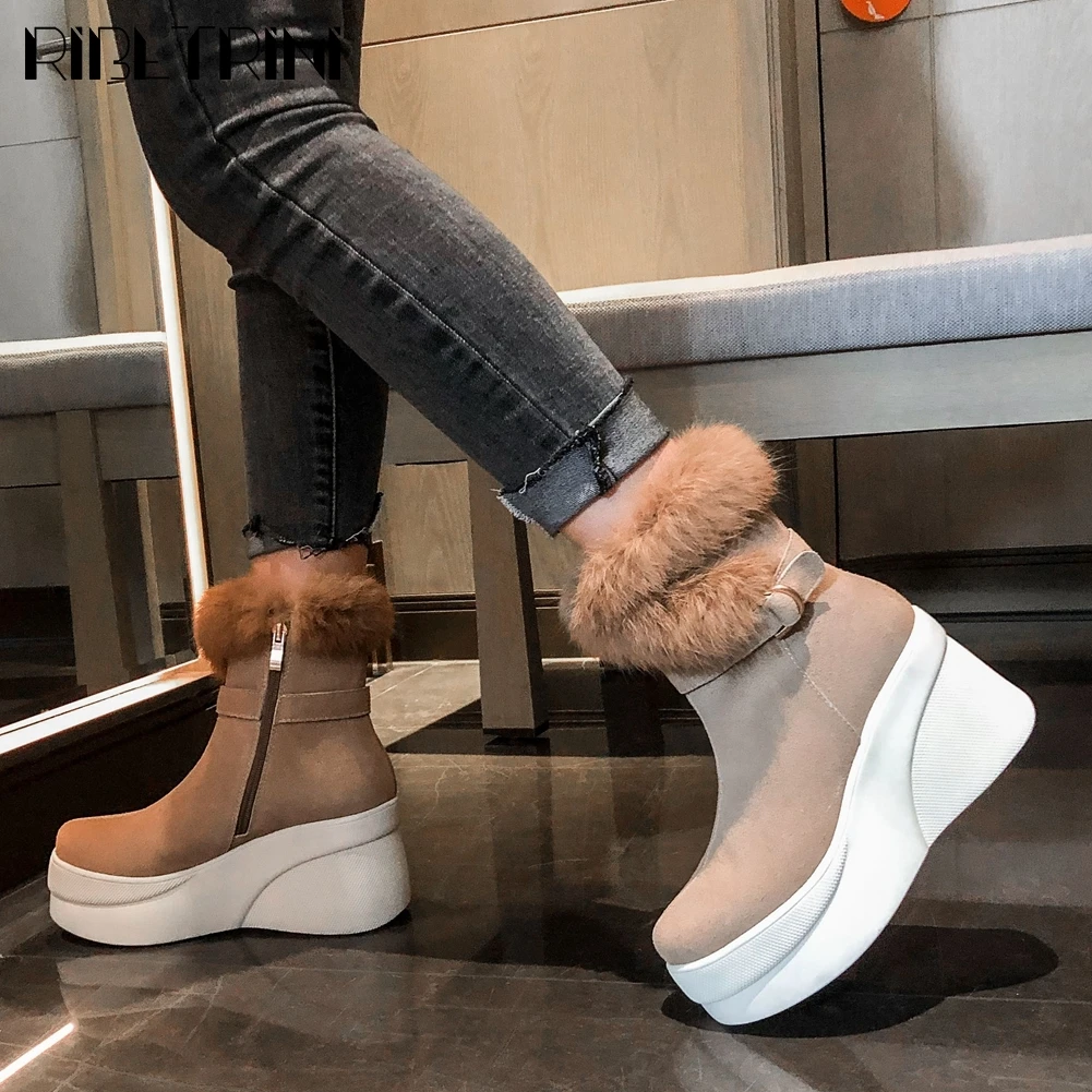 

RIBETRINI Brand New Platform Fashion Winter Shoes Boots Women