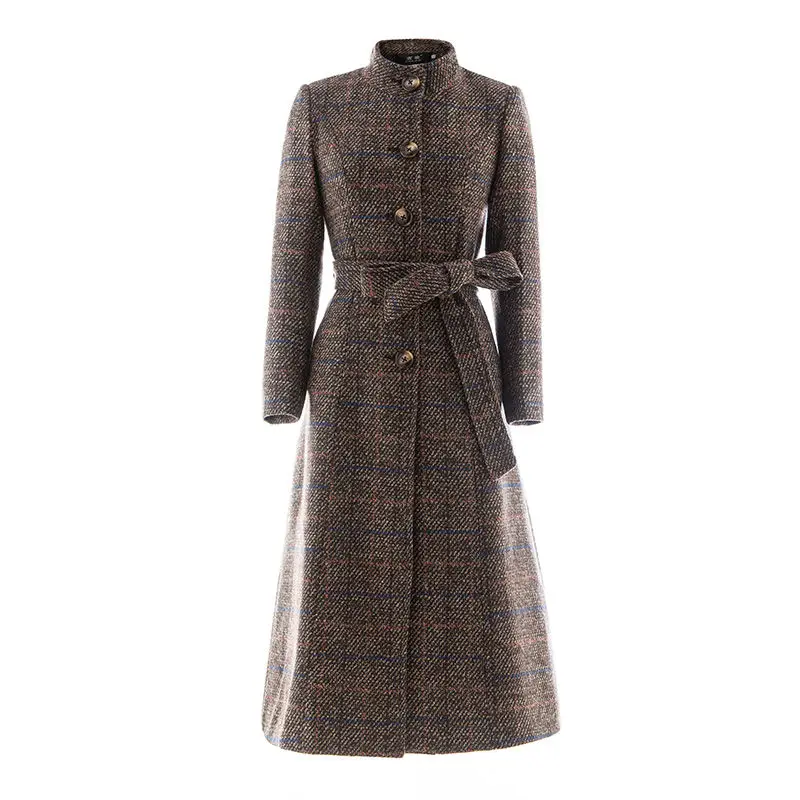 

Woolen coat women high quality Classic Long wool coats 2019 New Wool Jackets Trench winter outerwear plaid woman coats