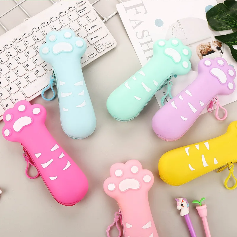 Милый большой чехол карандаш с кошачьей лапой фруктовый школьный каваи