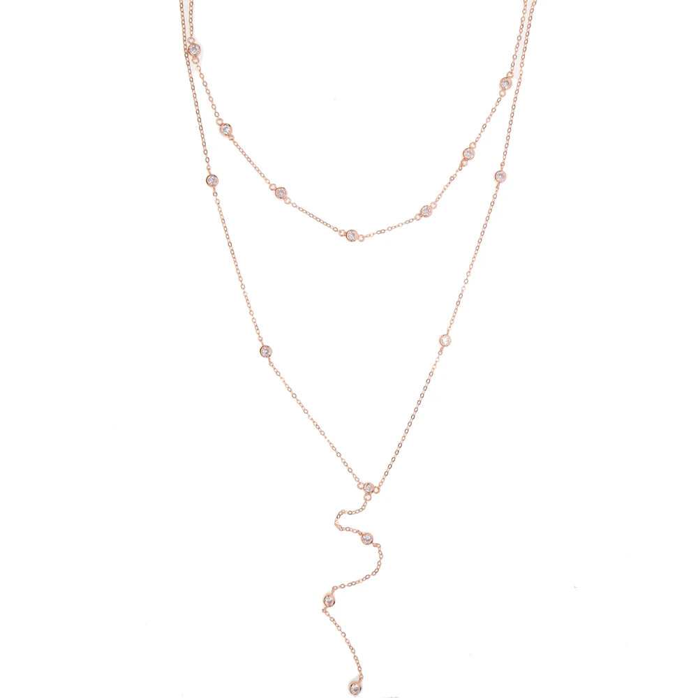 Женское Двухслойное колье из настоящего стерлингового серебра 925 пробы модное