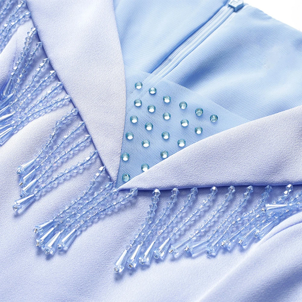 

Long Prom Dresses Chiffon Beads And Crystal Sleeveless V-Neck Sexy Slim Formal Fashion Women Prom Gown Dresses Robe De Soiree