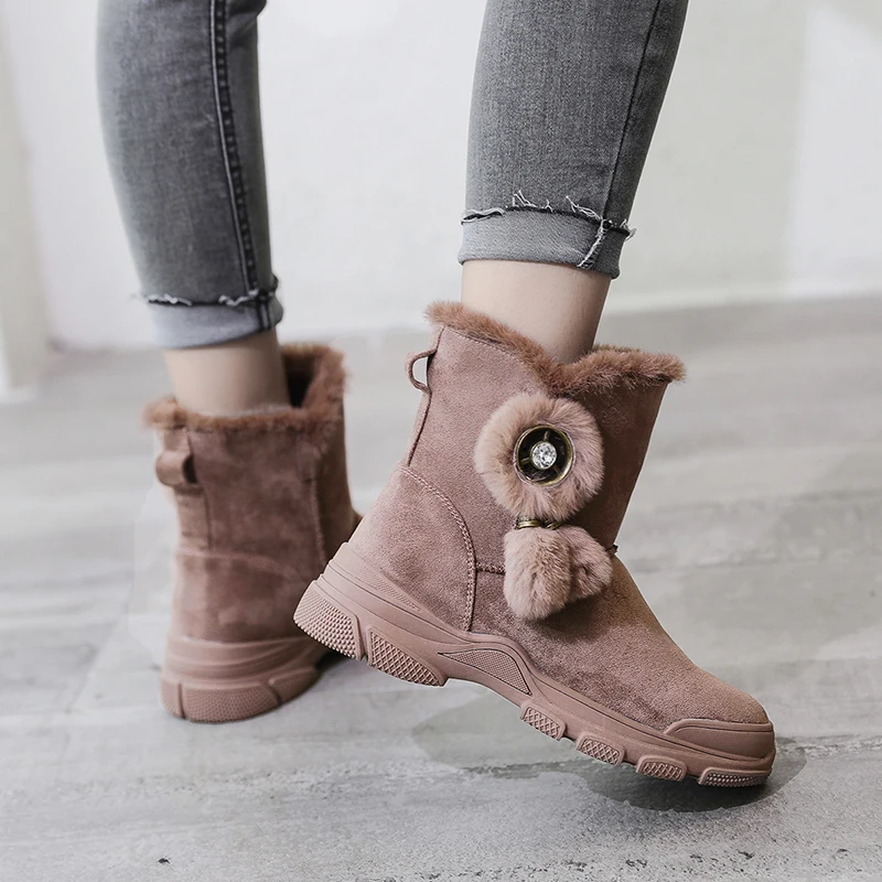 

Boots Thick Plush Ankle Boots Ladies Winter Keep Warm Casual Short Booties Ladies Women Snow Boots 3.5cm Platform Winter