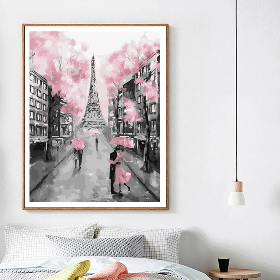 AZQSD масляная краска для взрослых по номерам башня акриловая DIY Раскрашивание на