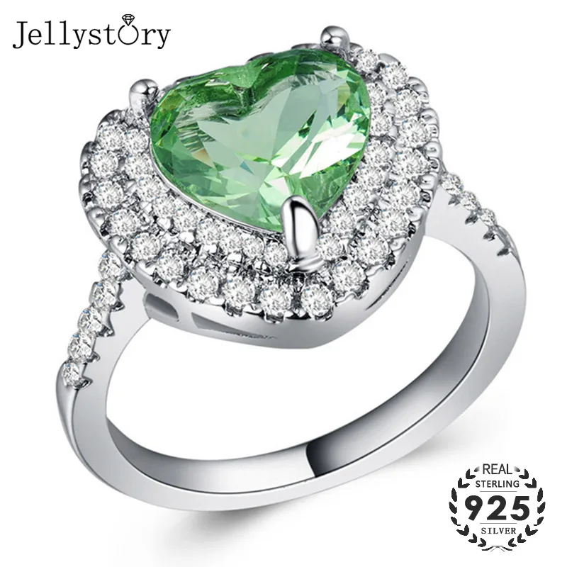 

Jellystory Trendy 925 Sterling Silver Women Fashion Ring Special Heart Design Emerald Gemstone Hot Selling Wedding Gifts 2020