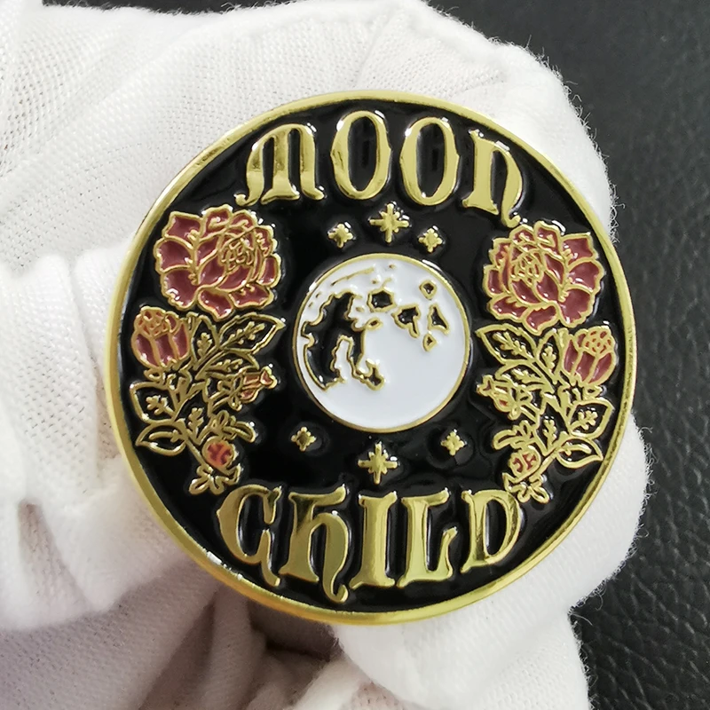 

Cartoons Moon Child Rose Flowers Brooch Pins Enamel Metal Badges Lapel Pin Brooches Jackets Jeans Fashion Jewelry Accessories