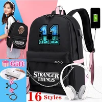 new stranger things backpack multifunction usb charging travel canvas student backpack for teenagers boys girls school bag