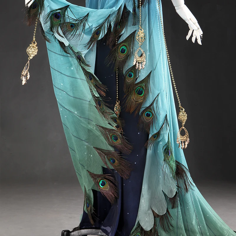 

Anime Feather Garment Song Series Blue Peacock Women Cosplay Costume For Woman Dress Girl Dance Costume