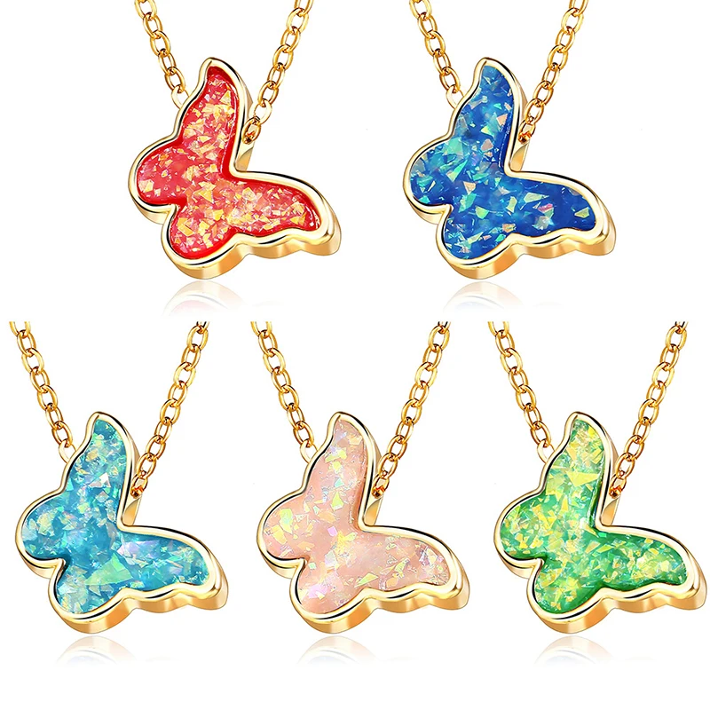 

Gold Chain Butterfly Necklaces Elegant Choker Crystal Elegant Pendant Necklaces Shiny Colorful Jewelry Accessories Chain Link