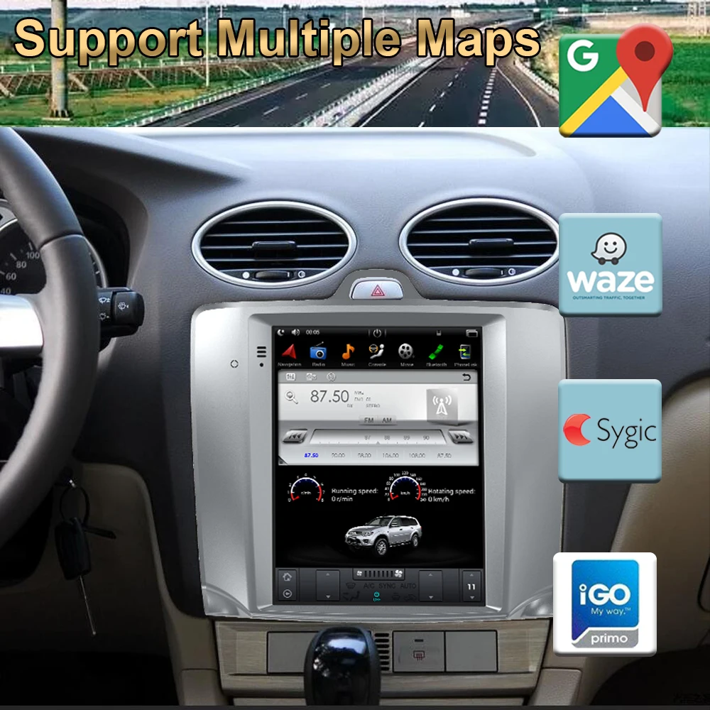 Автомобильный GPS-навигатор на Android 9 0 экран в стиле Тесла для FORD FOCUS 2005