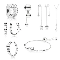 100 925 sterling silver new string of beads collection ring hoop earrings necklace sliding bracelet hanging charm