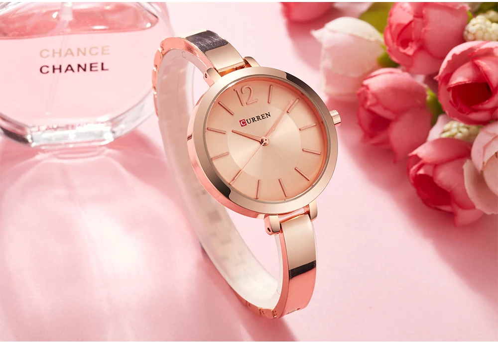 

CURREN Fashion Gold Women Watches 9012 Stainless Steel Ultra Thin Quartz Watch Female Clock Romantic Women Watches Montre Femme