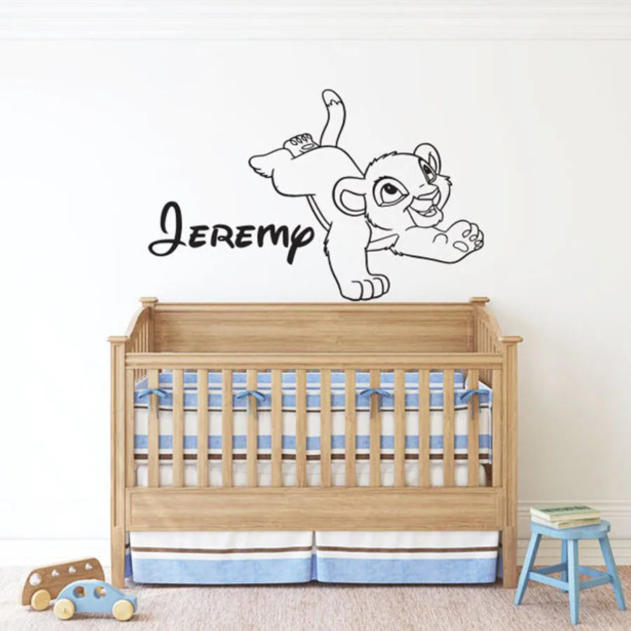 

The Lion King Wall Decal Cartoon Simba Personalised Custom Name Vinyl Wall Sticker Nursery Kid Bedroom Baby Room Home Decor S889