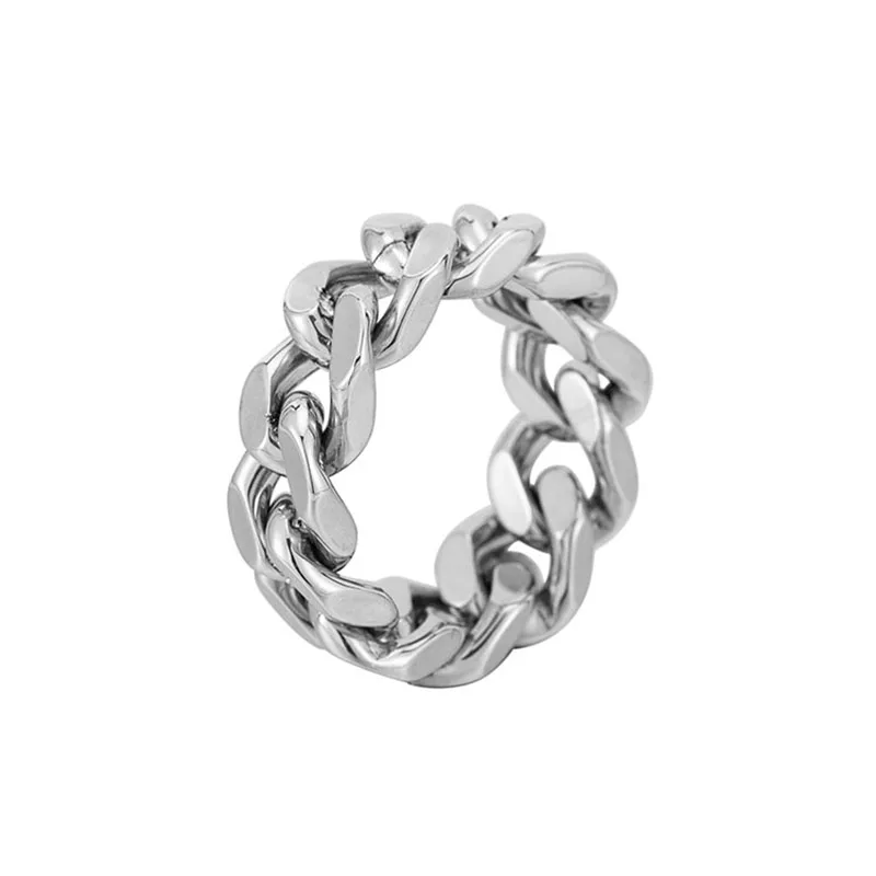 

Fashion Punk Ring Eenvoudige Cool Accessiories Rvs Hip-Hop Vrouwen Goud Kleur Chain Shape Ringen Voor Party Vinger sieraden
