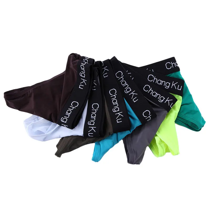 Сексуальное нижнее белье мужские трусы нейлоновые с низкой талией однотонные