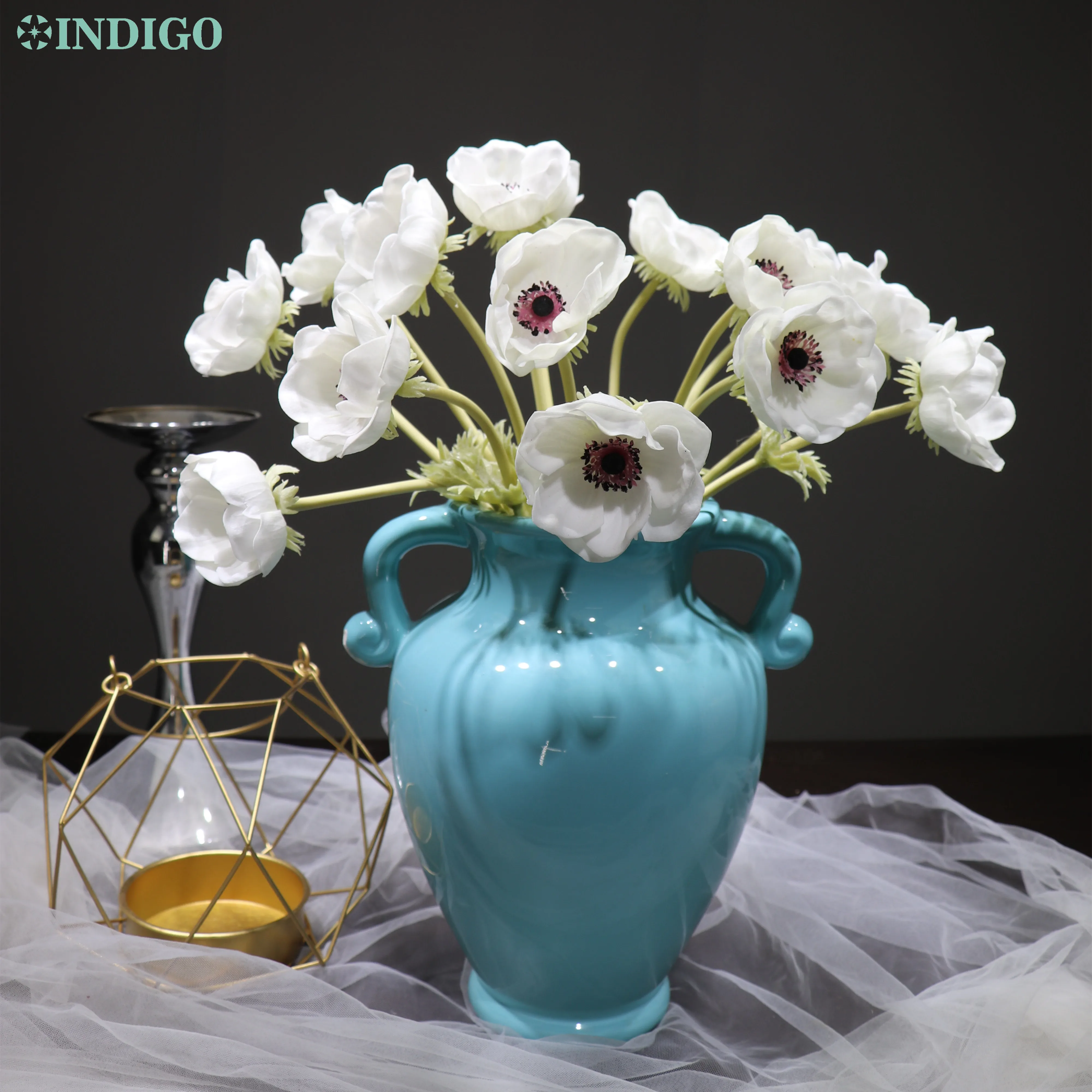 

INDIGO - White Anemone Bouquet PU Flower Home Decoration Flower Wedding Artificial Flower Floral Event Party Shopwindow Flower