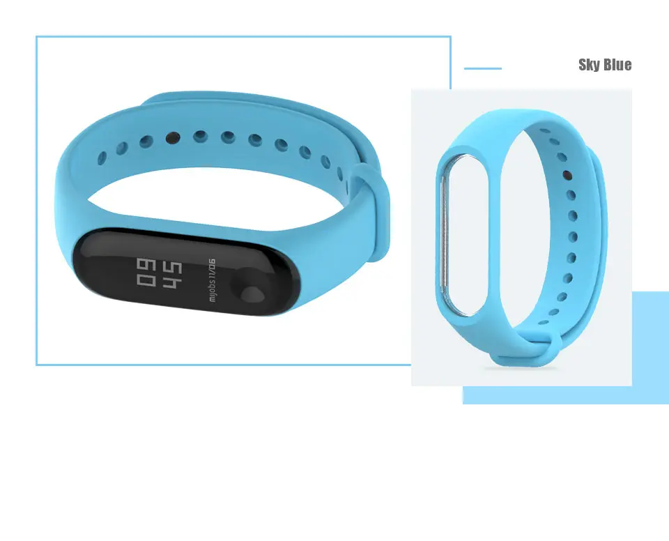 Mi jobs Xiaomi mi Band 4 ремешок спортивный mi band 3 Ремешок Браслет для mi band 4 mi band 3 ремешок Цветной силиконовый сменный - Цвет: Sky Blue Mi4 3