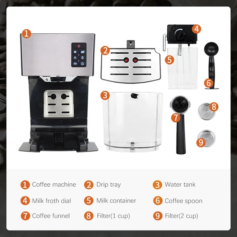 

JASSY 3 IN 1 Espresso Coffee Machine ,with Built In Powerful Milk Frother & Steamer Espresso Maker, One-Touch Latte & Cappuccino