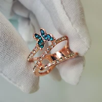 personality creative fashion butterfly wedding rings for women cz crystal engagement romantic jewelry women ring accessories