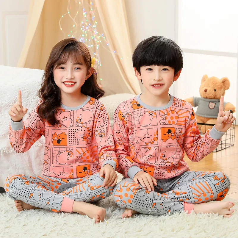 

Домашняя одежда для сна для девочек, детские хлопковые Пижамные комплекты для малышей, Детские пижамные комплекты с длинными рукавами и еди...