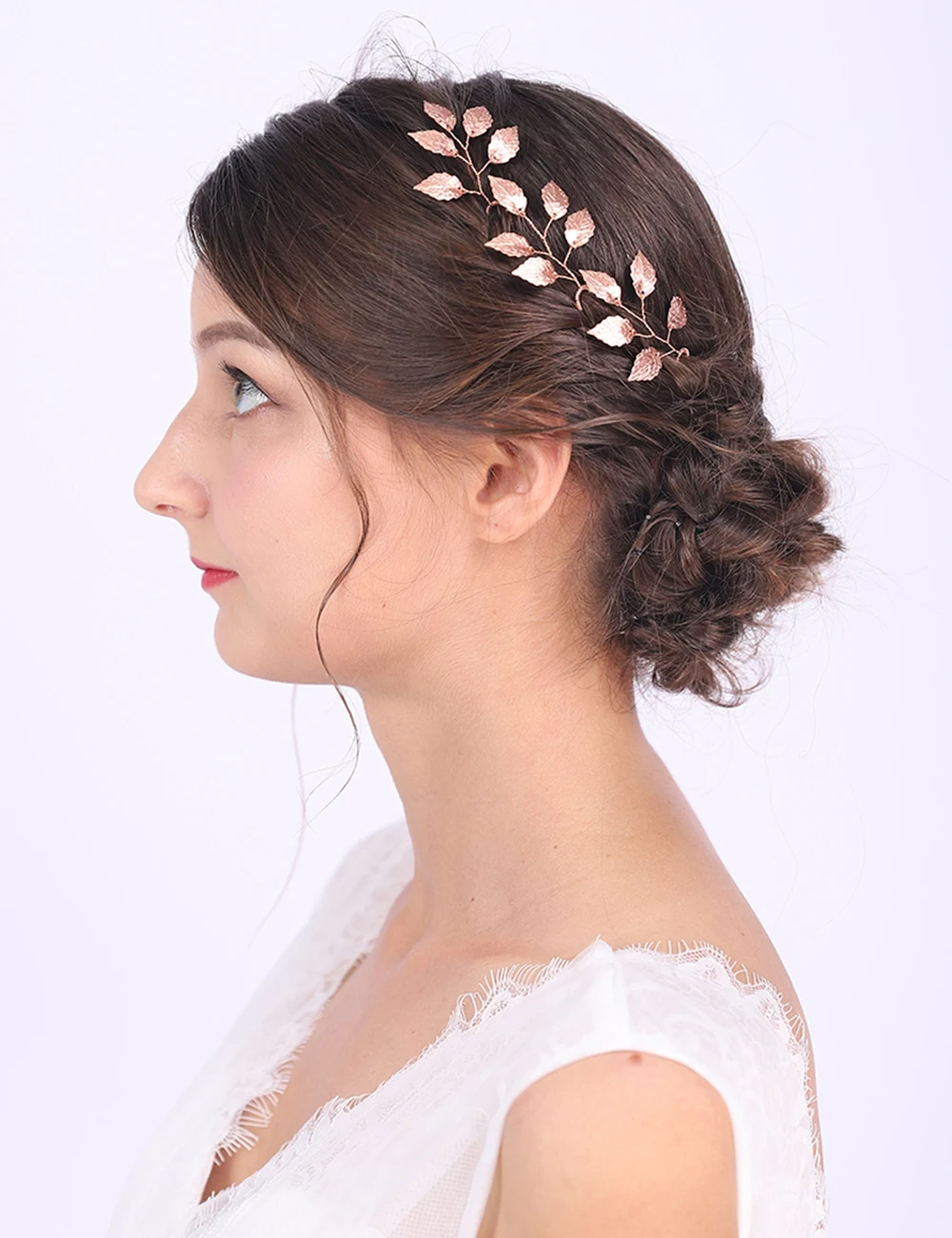 Классические украшения для волос в виде листьев заколки цвета розового золота и