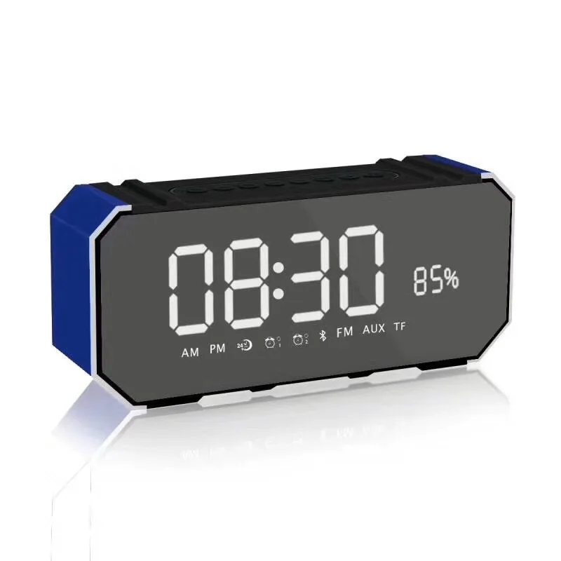 

Aluminum Alloy Bluetooth Speaker Mini Portable Clock Subwoofer LED Radio Alarm Clock Desktop Audio JI