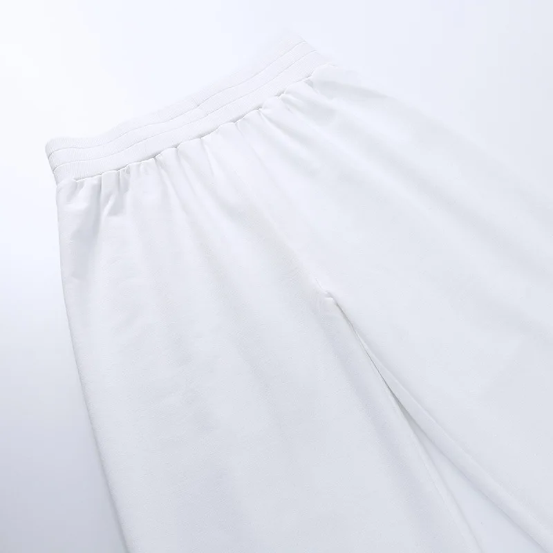 

Women Two Piece Set Sweatshirts Casual Tracksuit Sports Pullover Solid Hoodies Trousers Suit 2021 Spring Sweatpants Outfit White