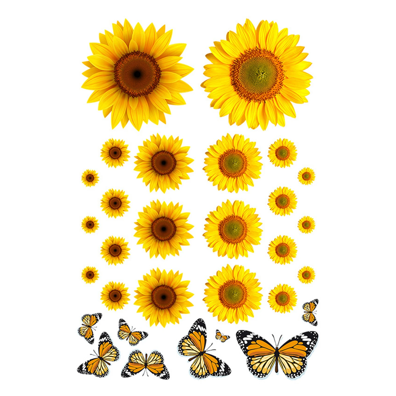 Wall Stickers Set 3D Sunflowers With Butterfly Removable Decal Wall Stickers For Kids Baby Room Bedroom Ceiling Home Decor butterfly of love removable refrigerator wall stickers