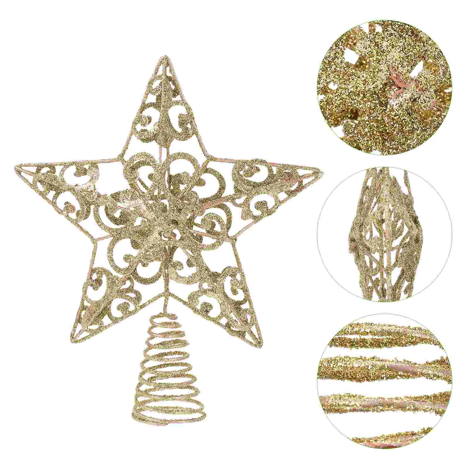 

1Pc Iron Xmas Decor Star-shaped Xmas Treetop Ornament Family Christmas Gift