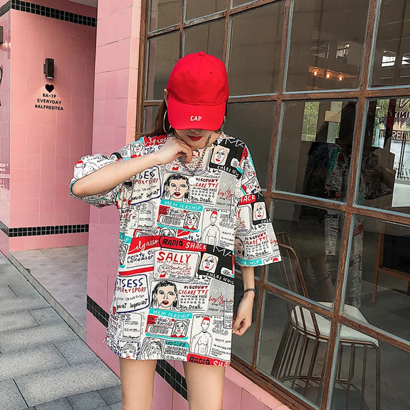 Винтажная футболка в стиле харадзюку панк женские смешные футболки с коротким