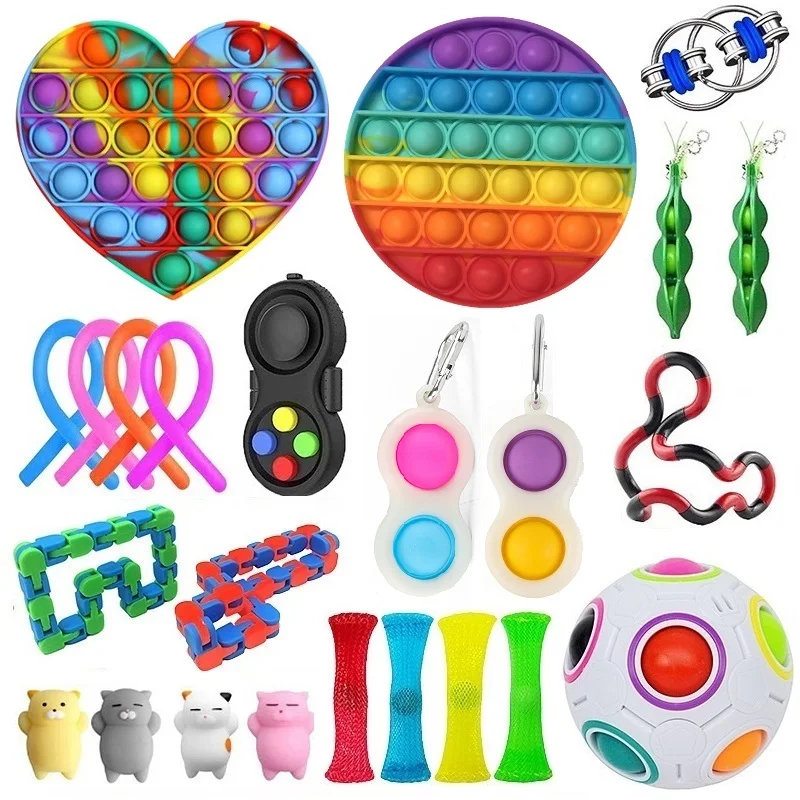 

NEWEST 32pcs/set Fidget Toys Pack Sensory Toy Set Antistress Relief Autism Anxiety Anti Stress Bubble for Kids Adults Gifts