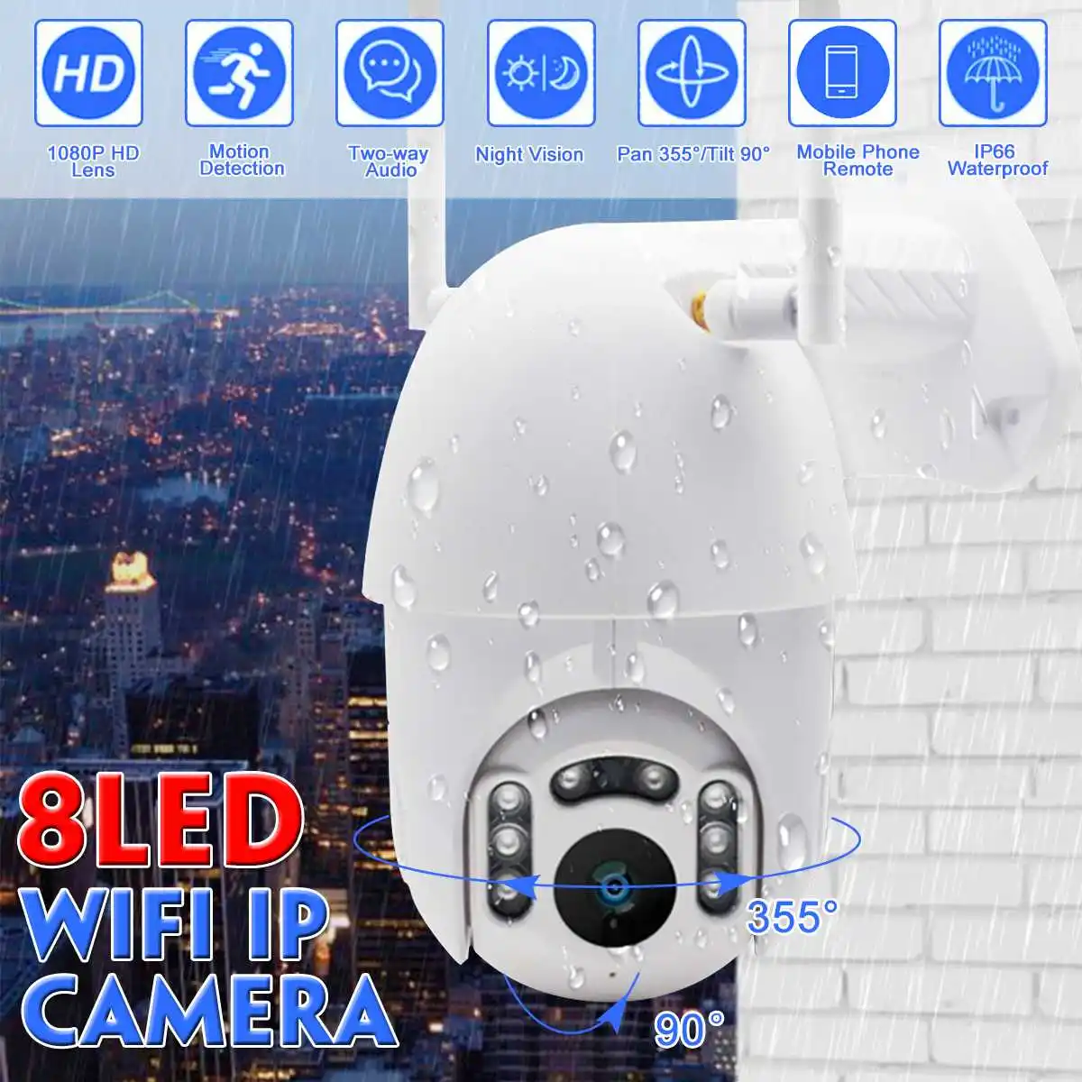 IP камера GUUDGO 8 светодиодов 1080P водонепроницаемая WiFi HD|Камеры видеонаблюдения| |