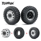 YEAHRUN, 2 шт., металлические Передние колесные диски шириной 30 мм, черные резиновые шины для 114 Tamiya Радиоуправляемый трейлер, запчасти для трактора, грузовика