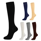 Однотонные Компрессионные носки, Длинные Компрессионные носки, уличные Спортивные Компрессионные носки, мужские и женские спортивные носки