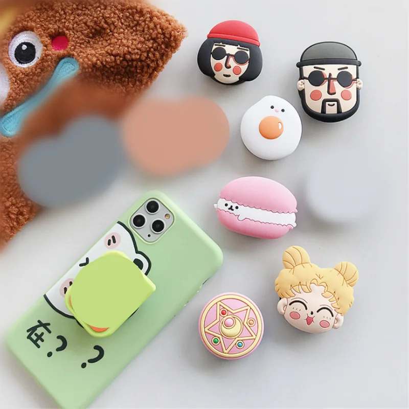 

Cartoon Cat Mouse Egg Rotatable Silicone Phone Socket Smartphones Fold Pocket Socket Desktop Stand Bracket Phone Stand Holder
