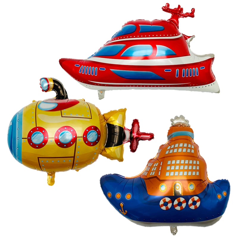 

50PC large ship series submarine yacht cruise balloon foil balloons birthday party decorations kids toys baby shower globos