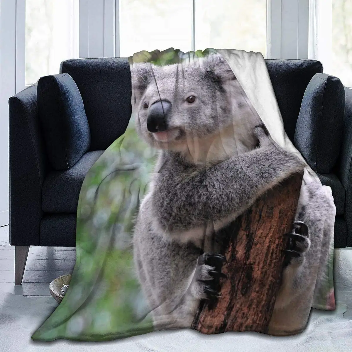 

Keep Warm Sherpa Flannel Throw Blankets for Sofa Couch Winter Autumn Comfy Soft Oversized School Blanket Cloak Cute Koala Bear