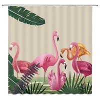 summer flamingo pink showers curtain large bath single printing waterproof for bathroom decor lovely animal fashion accessories