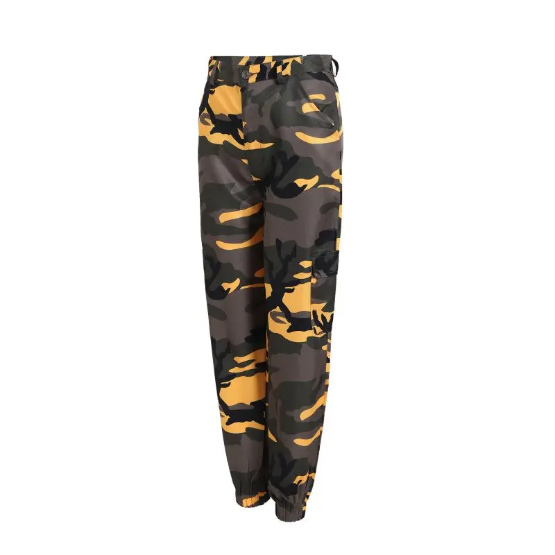 Модные женские свободные прямые джинсы с эластичным камуфляжным принтом брюки