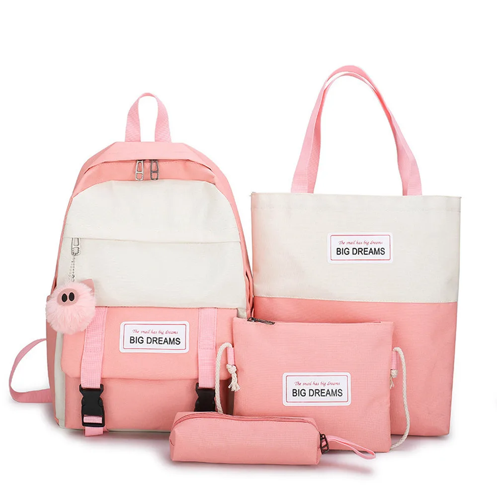 

2020 4pcs Bag Set Girls Schoolbags Kids Waterproof School Backpack For Boy Book bag Student Schoolbag Teenagers Pen Pencil Bags
