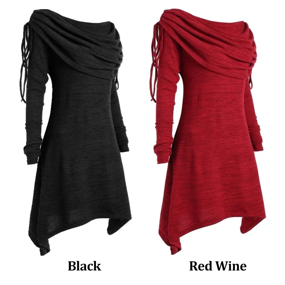 Женская однотонная толстовка средней длины с длинным рукавом и откидным