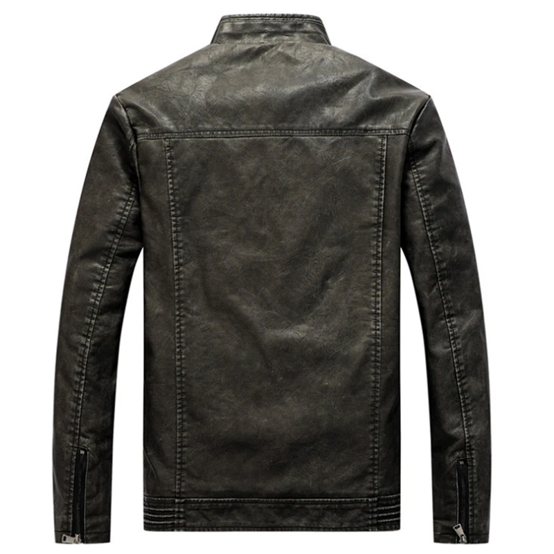 Куртка мужская из искусственной кожи повседневный приталенный Бомбер