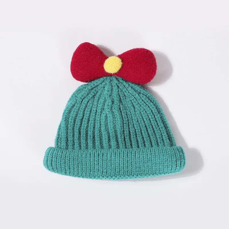 

Children's Woolen Hat for Autumn and Winter Cute Bow Princess Melon Fur Hat Warm Candy Color Newborn Baby Knitted Hat 2020 New