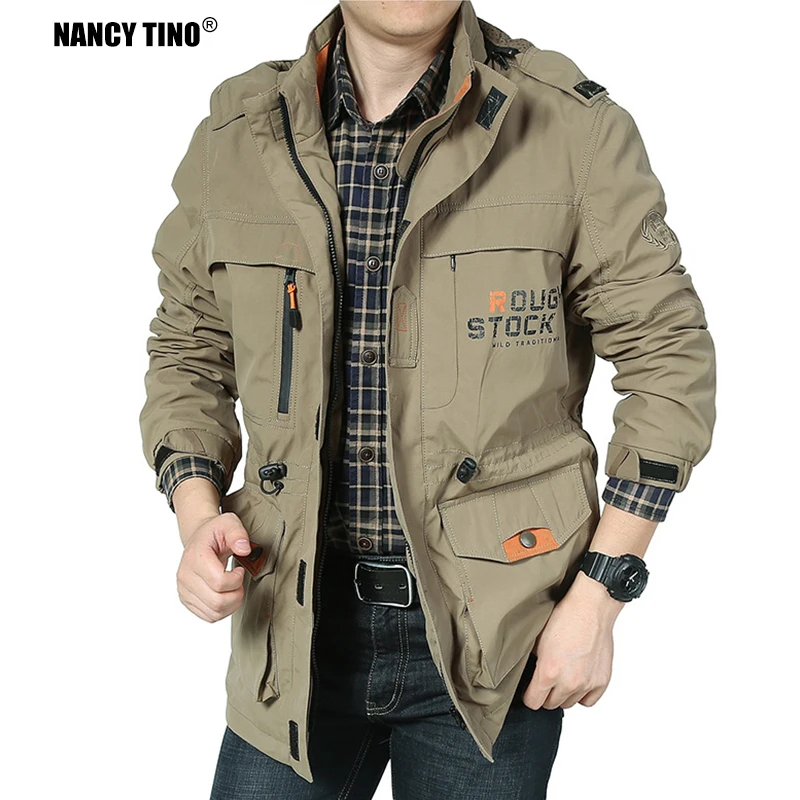 Куртка мужская для пешего туризма Повседневная ветровка средней длины с