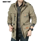 Куртка мужская для пешего туризма, Повседневная ветровка средней длины, с застежкой на липучке, для улицы, для рыбалки, облегающее пальто, весна