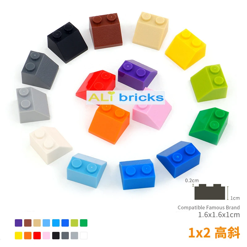 

40pcs/lot DIY Blocks Building Bricks Bevel 1X2 Educational Assemblage Construction Toys for Children Size Compatible With Brands