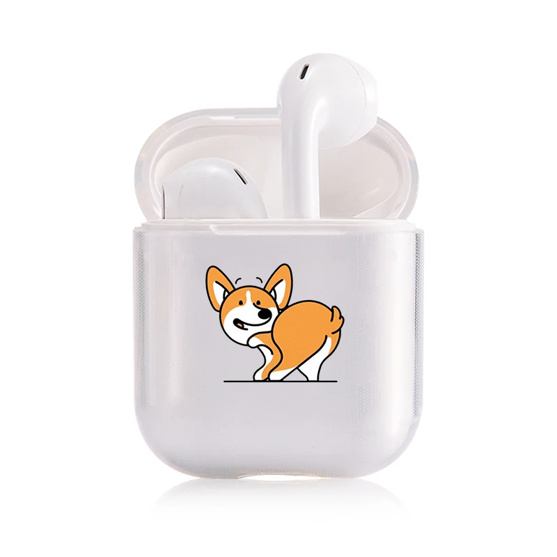 Жесткий прозрачный чехол для наушников Apple airpods 1 чехол Роскошные домашние животные собака корги прозрачный Air Pods чехол для Airpods 2 защитный чехол - Цвет: I201255