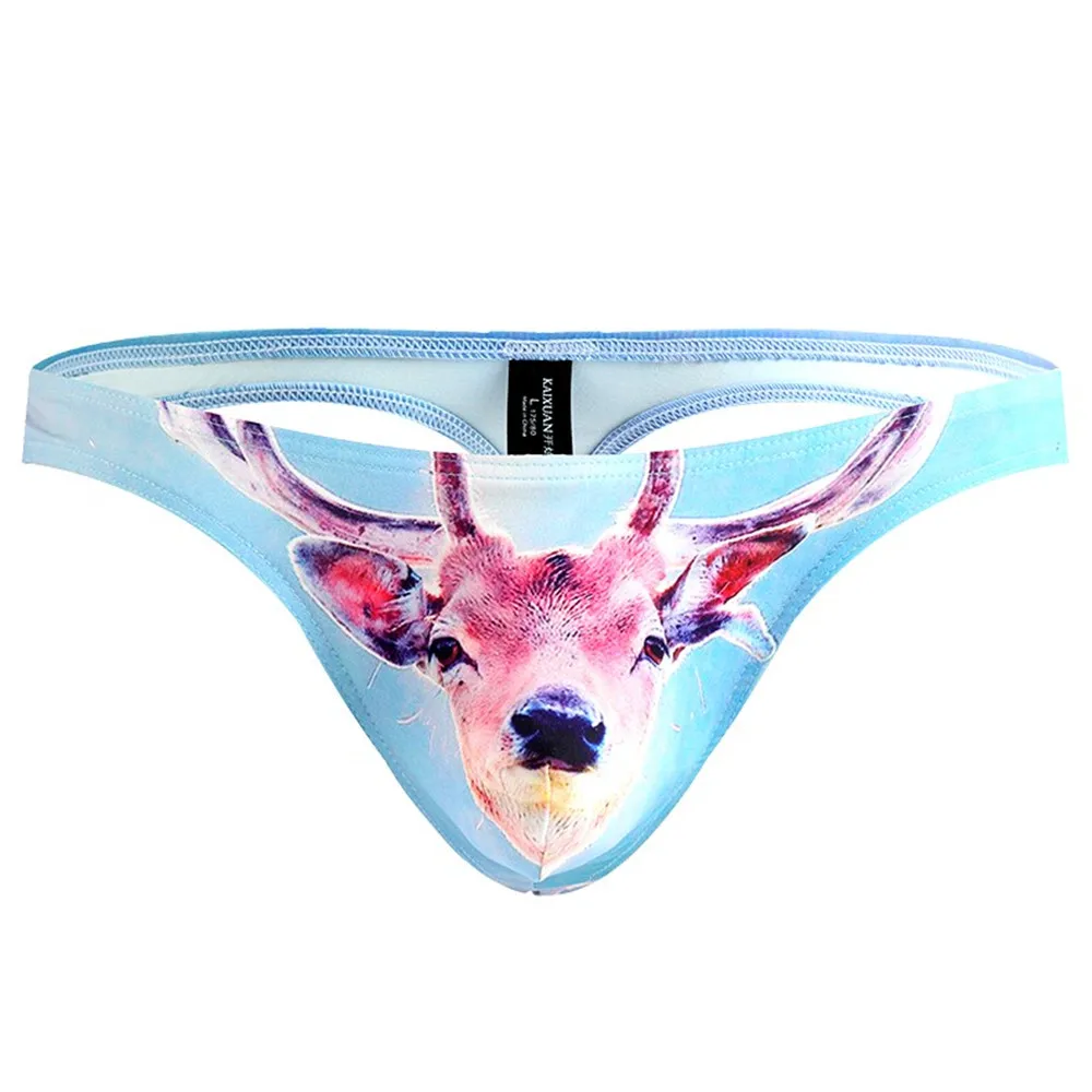 Брендовое леопардовое нижнее белье с 3D принтом мужские Мультяшные стринги